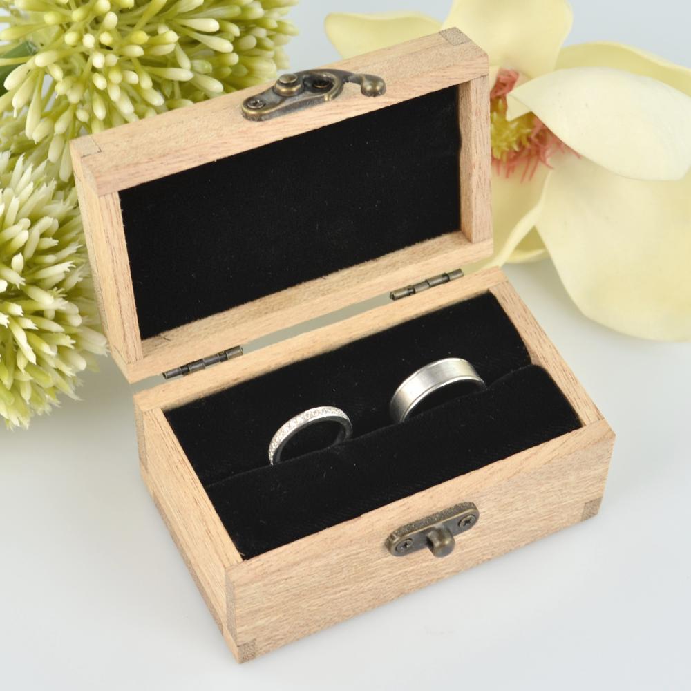 Personalised Favours Rustic Wooden Double Wedding Ring Box