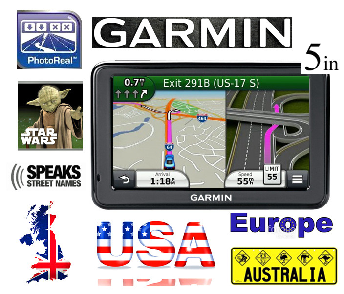 GARMIN NUVI 50 SAT NAV UK EUROPE USA FLORIDA AUSTRALIA 5 INCH SCREEN