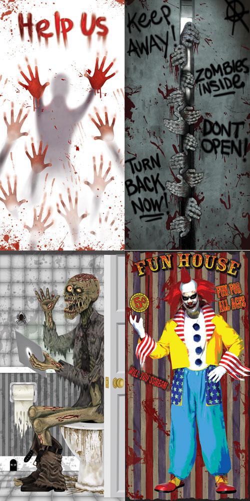 Halloween Door Cover Zombie Wall Decoration Indoor Outdoor Scene