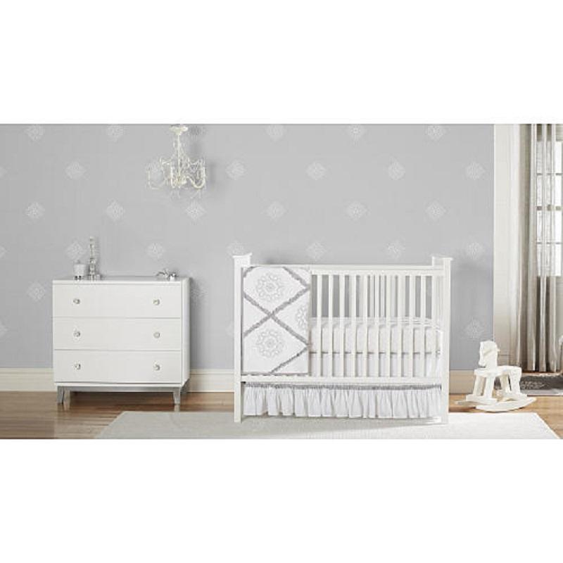 Just Born Ruffled Medallions Collection 4 Pc Crib Bedding Set Just Born Ruffled Medallions Collection 4 Pc Crib Bedding Set Includes Mobile