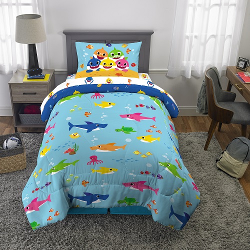 Pingfong Baby Shark 4PC Reversible Twin Bedding And Tote ...