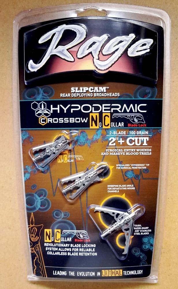 Rage Hypodermic Crossbow NC Broadheads 100 Grain 3 Pack NEW