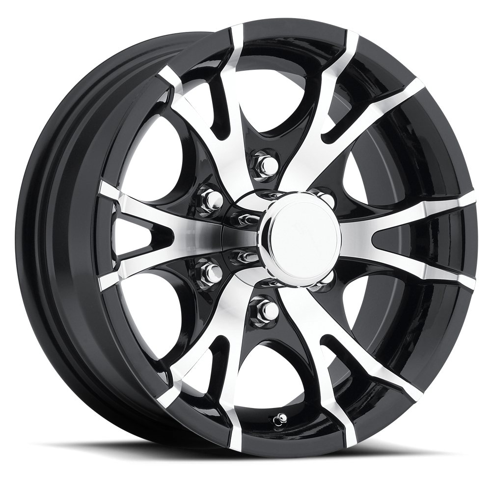 15" Sendel T07 6Lug Boat Camper RV Trailer Wheel Rim Black Machined