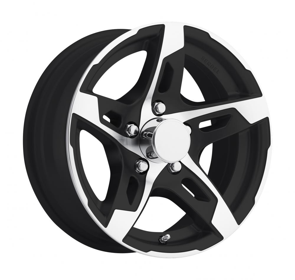 14" Sendel T10 5Lug Boat Camper RV Trailer Wheel Rim Black Machined