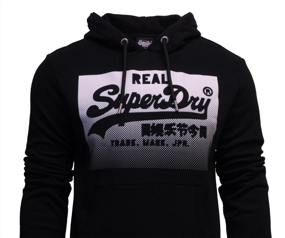 Superdry Mens Vintage Logo Halftone Embossed Hoodie Overhead Sweatshirt ...