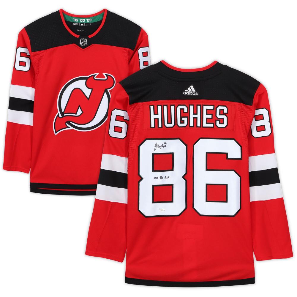 JACK HUGHES Autographed "2019 1 PIck" Authentic Devils Adidas Jersey