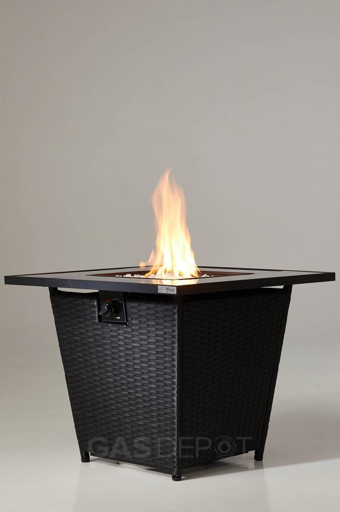 [GRADE B] REALGLOW Glass Top Rattan Table Gas Fire Pit 13KW | eBay
