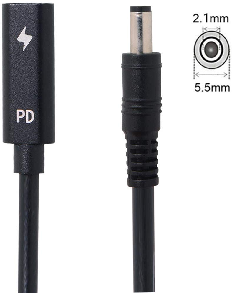 Type C USB-C Female Input to DC 5.5 * 2.1mm Power PD ...